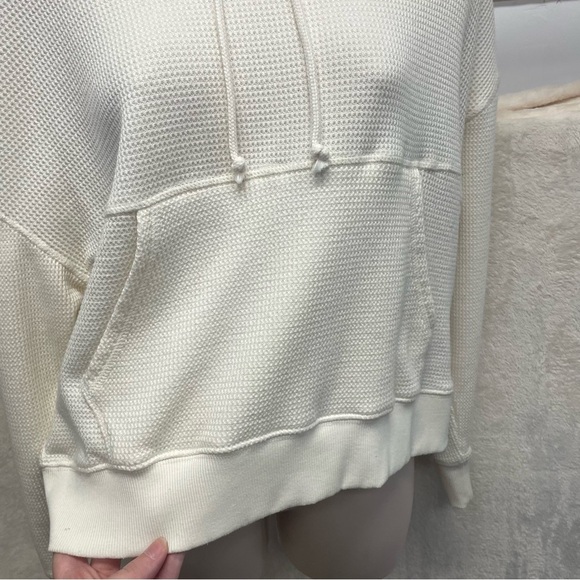 Yogalicious waffleknit pullover hoodie cream women’s small oversize activewear - Picture 5 of 8